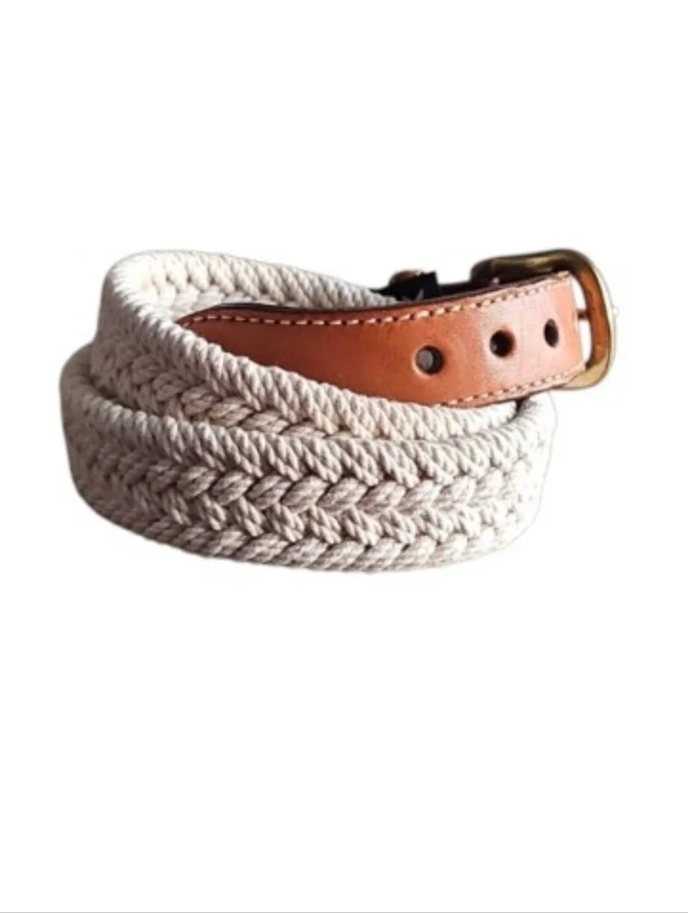 Brighton Vintage Braided Belt Size 30 Tan Leather Solid Brass Buckle Made USA